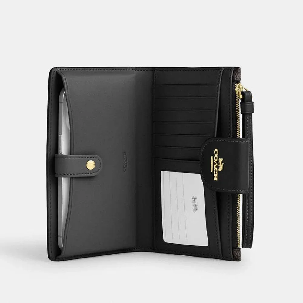 Coach Tech Wallet Black Crossgrain Leather - Picture 1 of 4